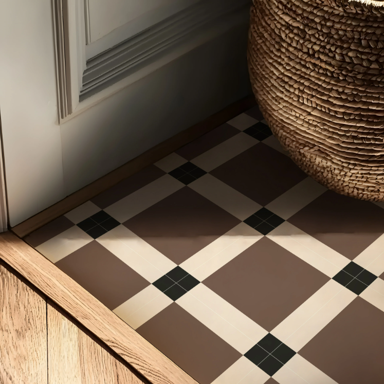 11.8″ x 11.8″ Vintage Grid Floor Tile Stickers, Peel and Stick Waterproof Vinyl Decals for Kitchen Bathroom Home Decor